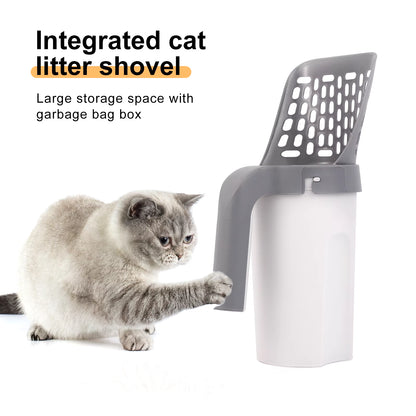 Cat Litter Shovel Scoop with Refill Bag for Pet Filter Clean Toilet Garbage Picker Cat Supplies Cat Litter Box Self Cleaning